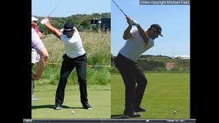 Jon Rahm golf swing  Long Iron faceon amp downtheline July 2017 [upl. by Natsuj766]