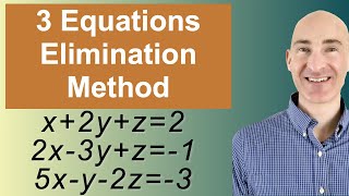 Solving Systems of 3 Equations Elimination [upl. by Eyllek]