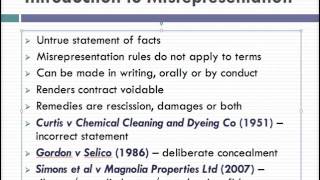 Misrepresentation Lecture 1 of 4 [upl. by Waldron]